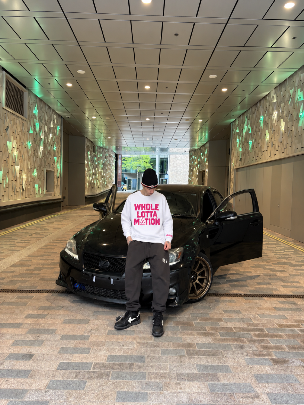 Whole lotta motion long sleeve pink white.